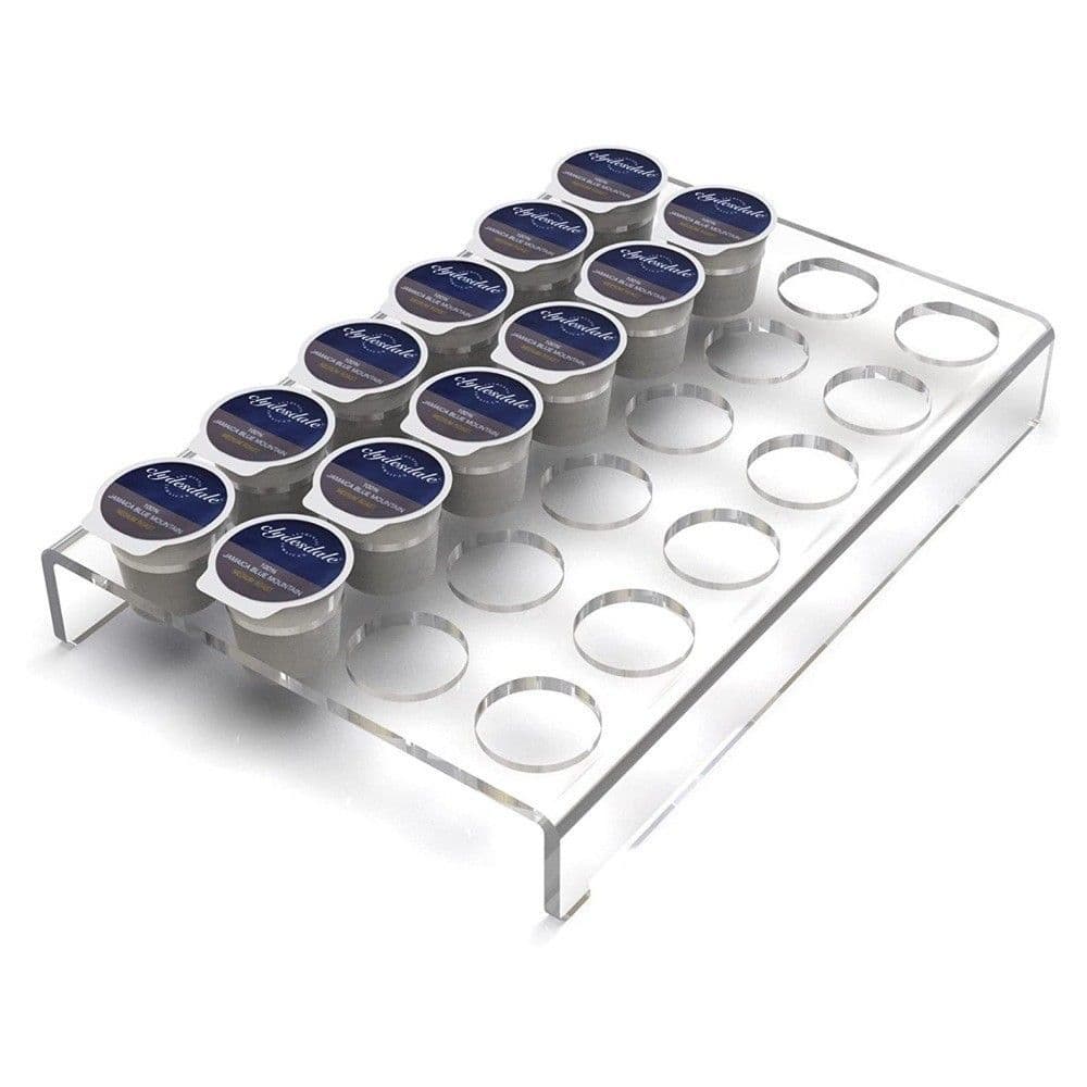 Suporte de exibição de cápsula de café acrílico em forma de U 24 furos transparente suporte de exibição de grãos de café