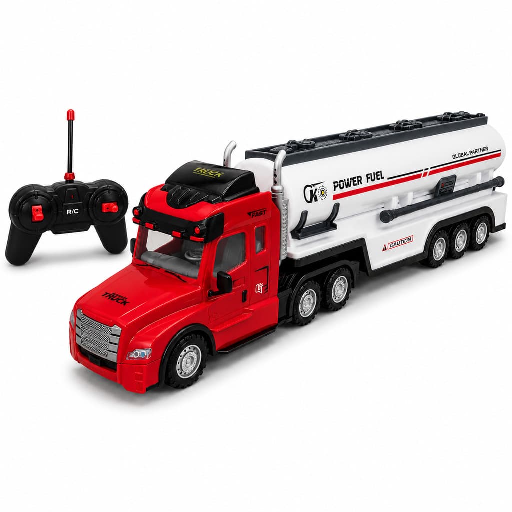 Carrinho De Controle Remoto Caminhao Tanque Grande Luz E Som Vermelho