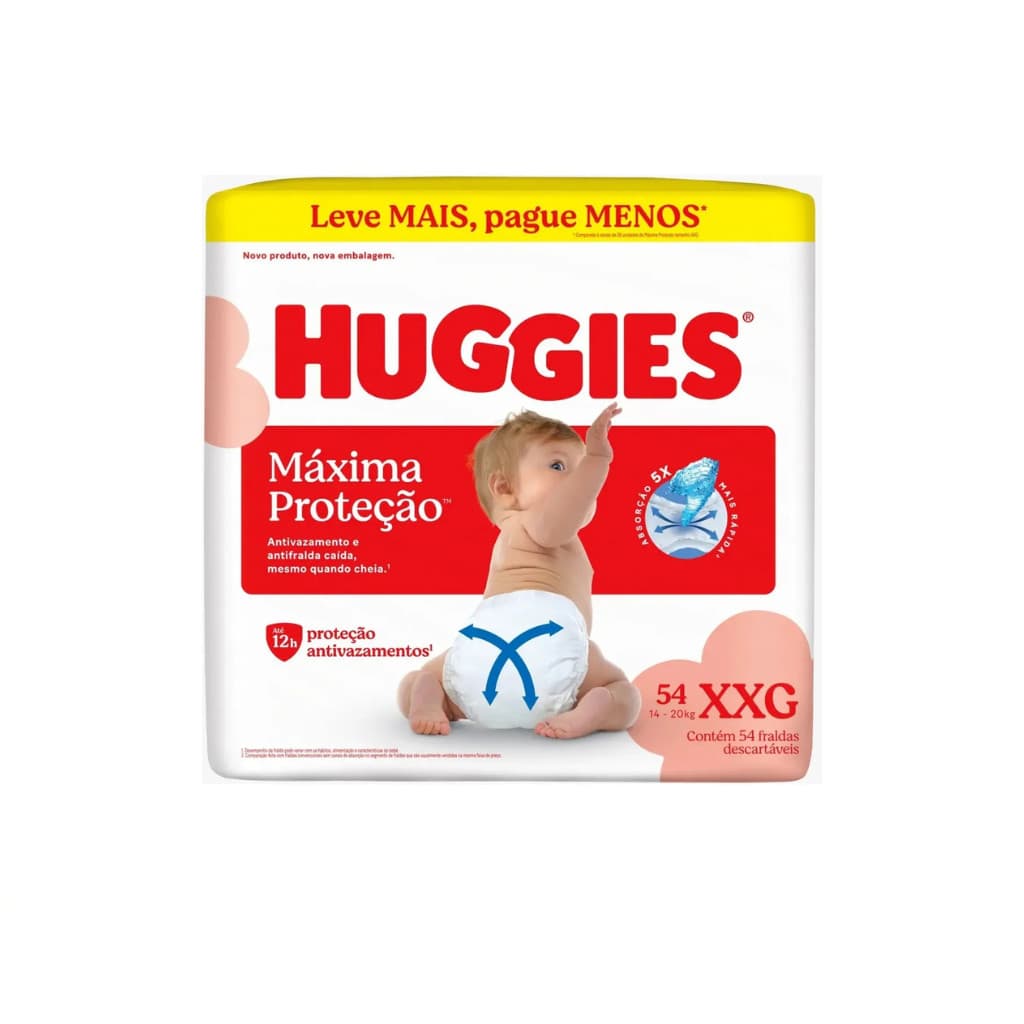 Fralda Infantil Huggies Maxima Proteção XXG 54 unidades