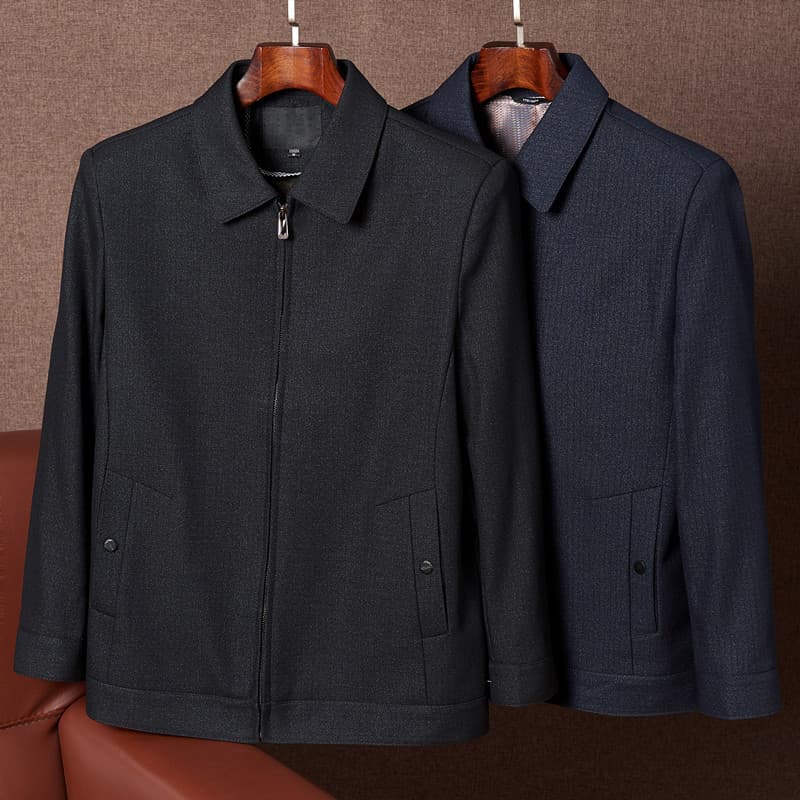 Nova jaqueta para idosos de meia-idade pai masculino solto jaqueta Casual lapela topo masculino roupas para idosos vovô