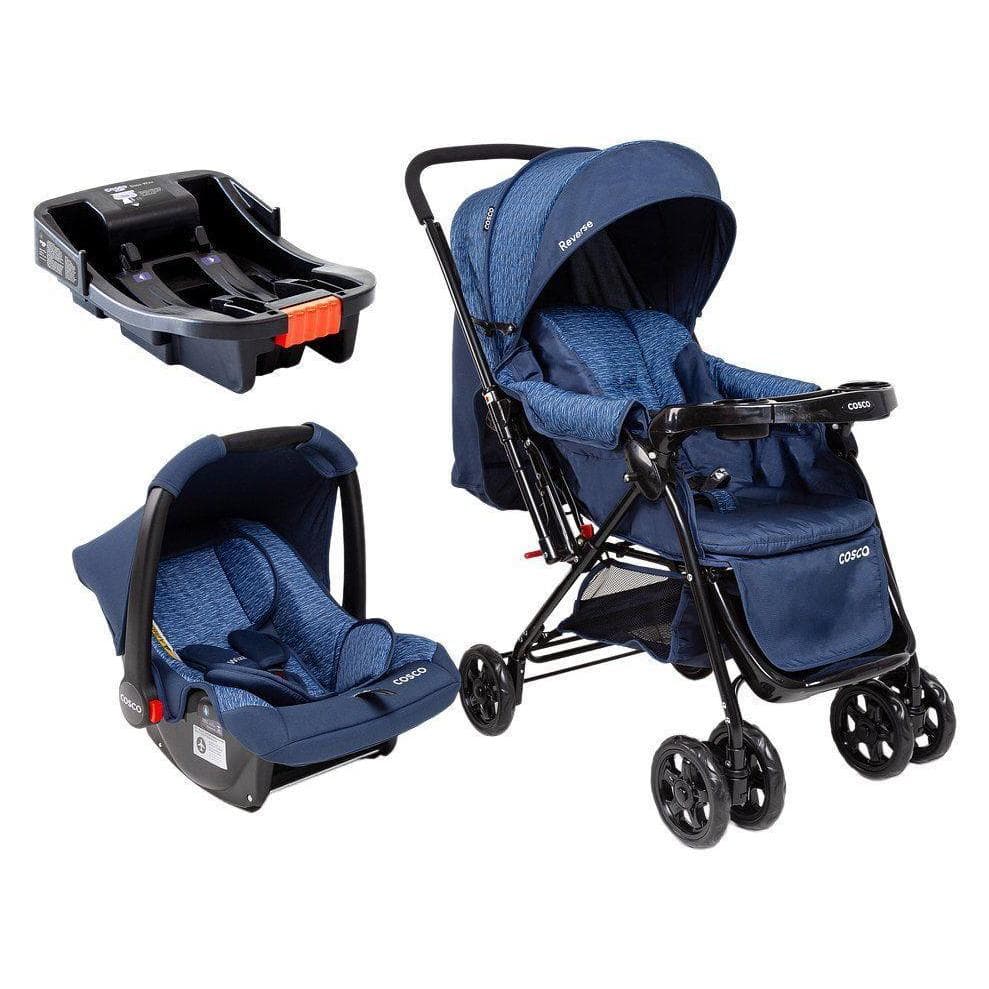 Carrinho de Bebê Alça Reversível com Base e Bebê Conforto Cosco Kids Reverse Trio até 15kg