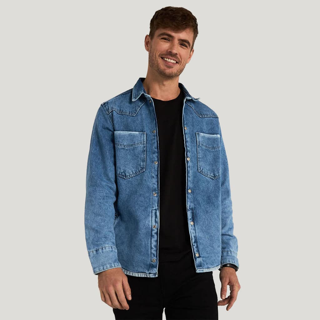 Sawary Jaqueta Jeans Reta Masculina
