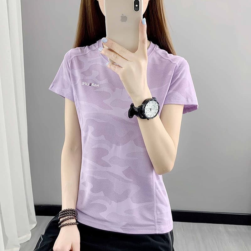 Roupas de secagem rápida femininas verão manga curta correndo estiramento caminhadas Fitness solto caminhadas roupas top