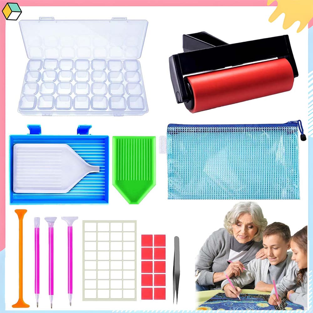 12 pçs de acessórios de pintura de diamante, kit de ferramentas de pintura de diamante DIY 5D, kits de pinturas, bandeja