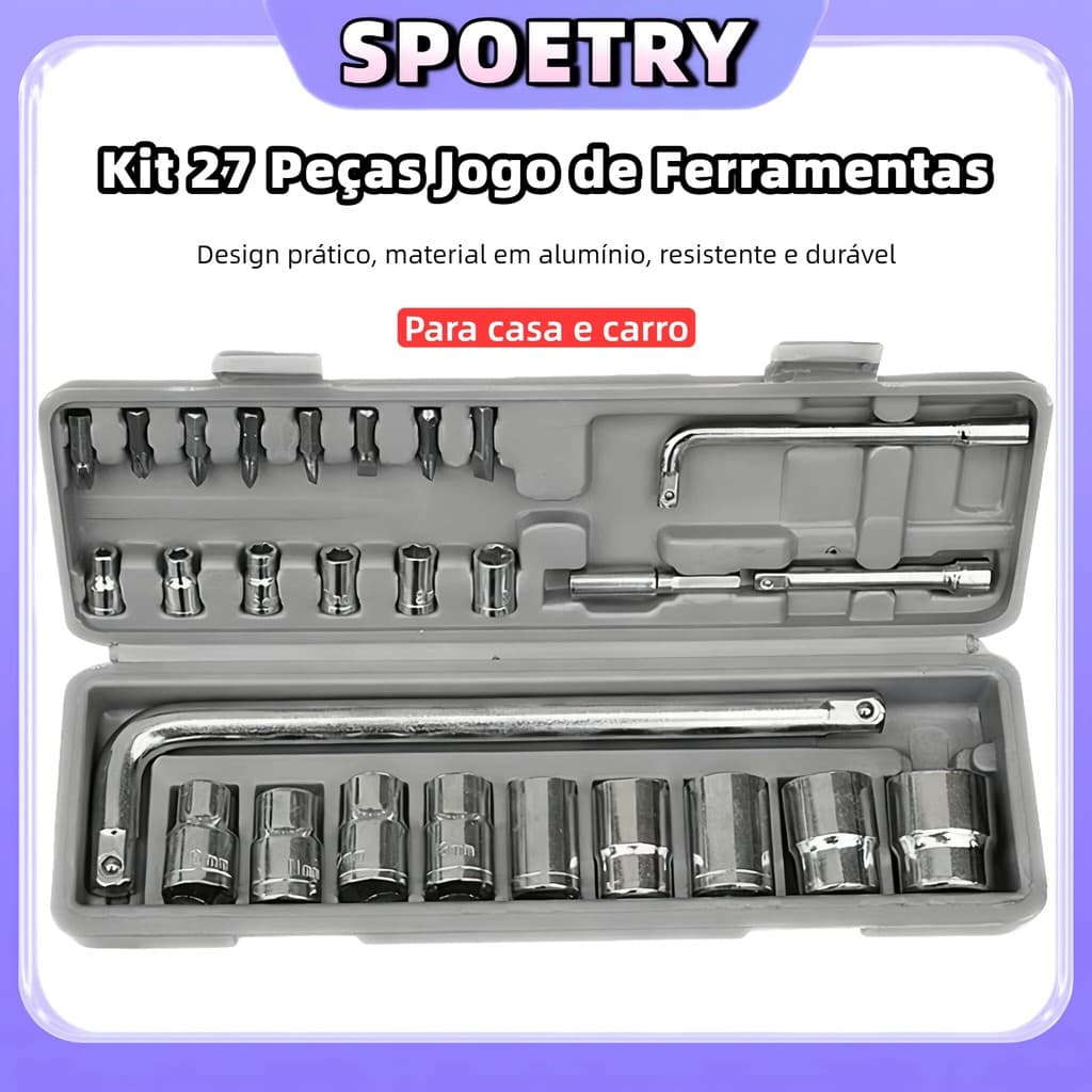 Kit 27 Peças Jogo de Ferramentas Completo Titanium caixa de ferramentas de automóveis