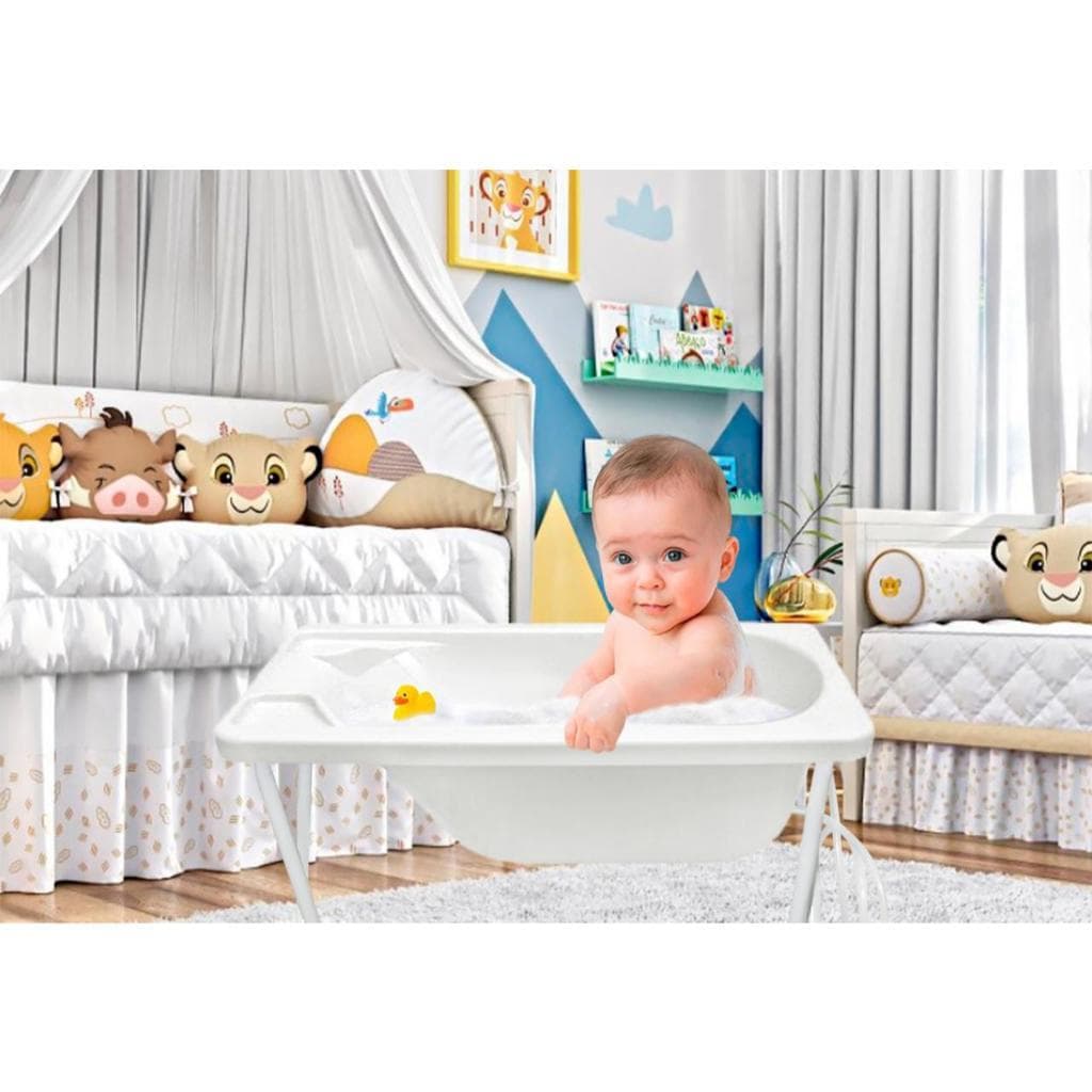 Banheira para Bebe Para criança Com Suporte Dobrável 34l Bebê Infantil Branca Resistente.