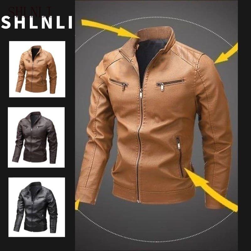 Versão Coreana Casaco De Veludo Masculino Casual Gola Alta Jaqueta De Couro PU