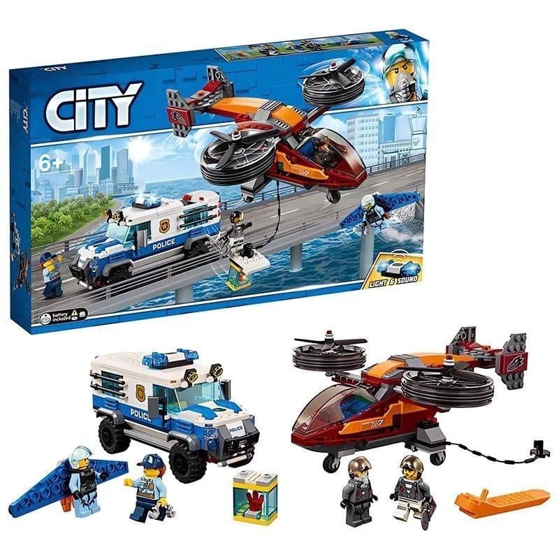 Compatível com o avião da série Lego City Robery 6209, blocos de montar para meninos, brinquedos infantis.