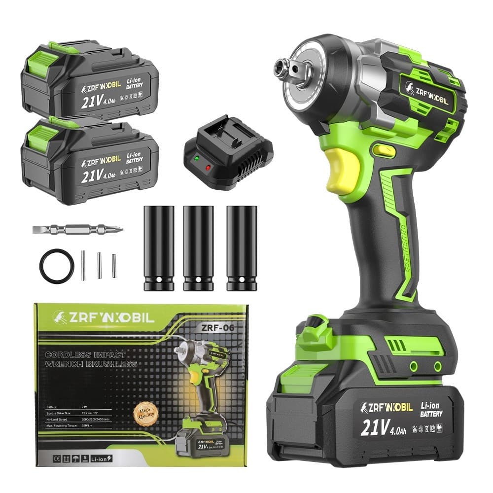 Chave de Impacto Elétrica Profissional ZRF Sem Escovas 21V 550NM - Kit ferramentas Completo