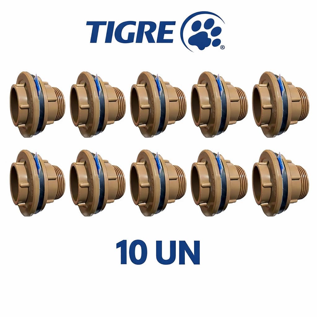 10 Unidades Adaptador Flange Tigre 50mm Soldável Original (1.1/2) Para Caixa D' Água