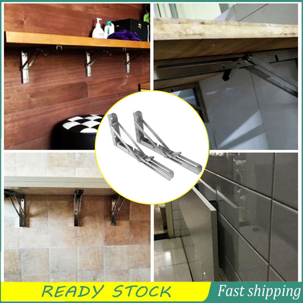 handtool.br 2pcs suporte de mesa dobrável de 10 polegadas triângulo suporte de prateleira de montagem em parede de aço