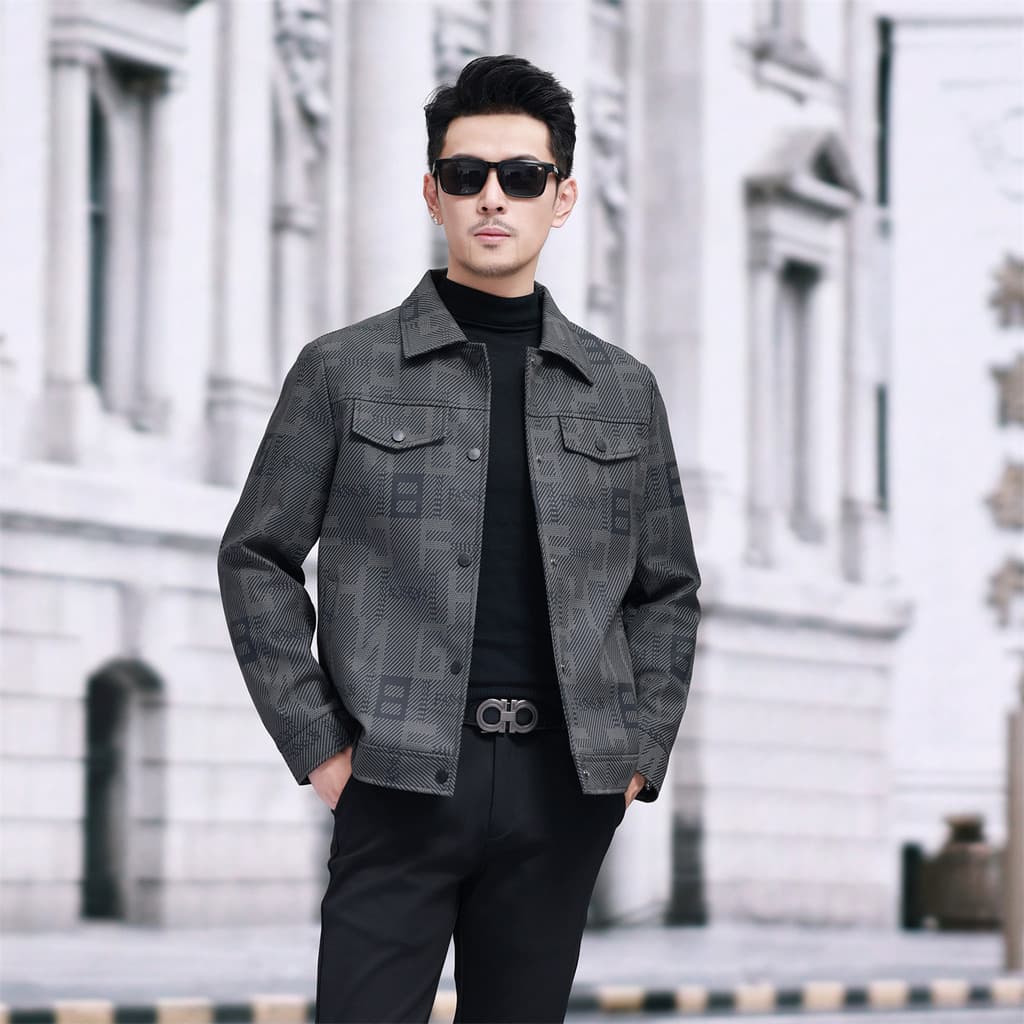 2025 primavera jaqueta masculina moda tendência clássico jaqueta de couro masculino Casual lapela bonito jaqueta na moda