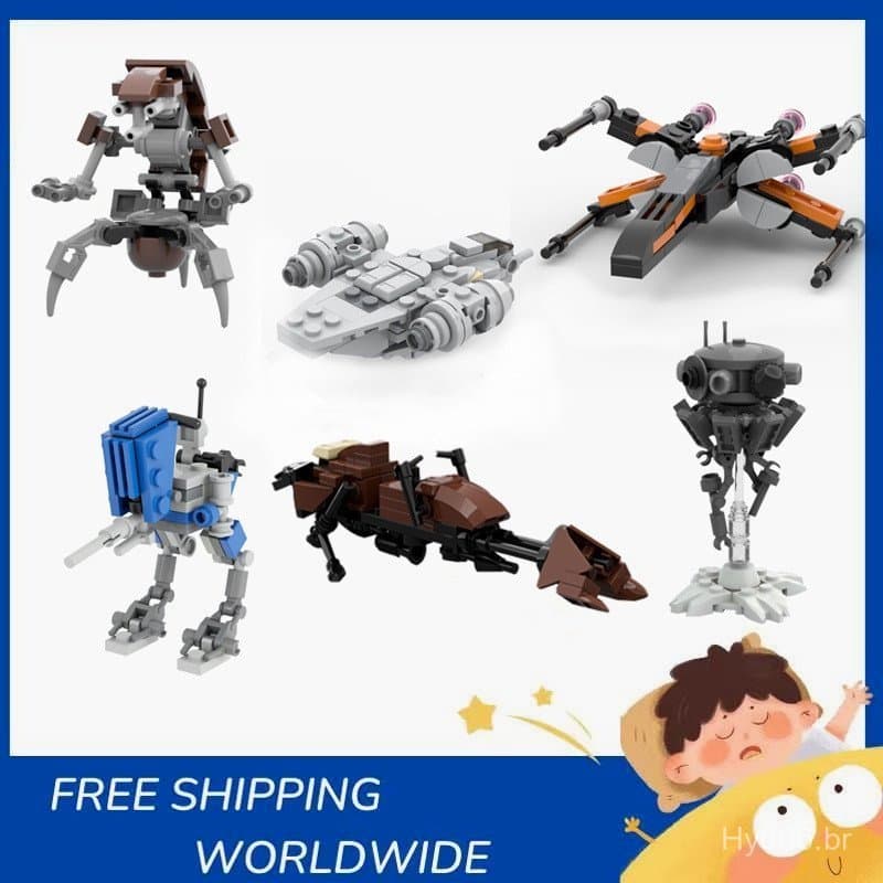 Compatível com Lego Star Wars, Modelo de Robô Motocicleta Voadora, Blocos de Montar, Brinquedos de Coleção, Presentes 2P