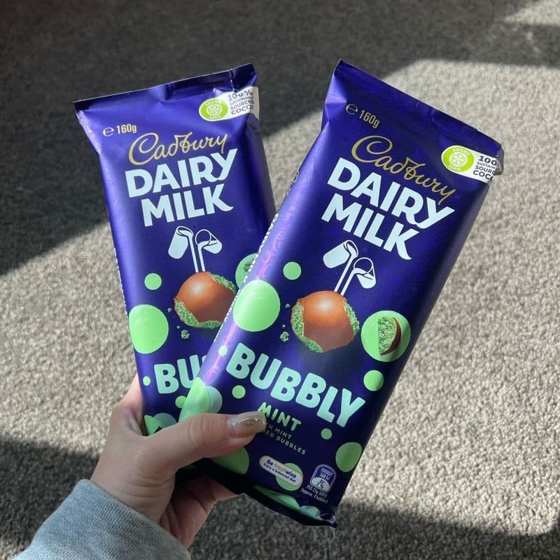 Austrália Importado LEITE DAIRY Chocolate Bolha Cheia de Menta LEITE Caramelo Sabor Fresco 8-20-23V