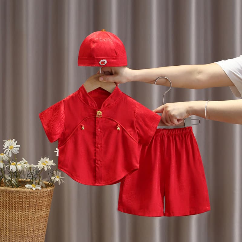 Um ano de idade vestido menino bebê aniversário mês cheio pegar roupas semanais bebê verão estilo fino bebê menina verme