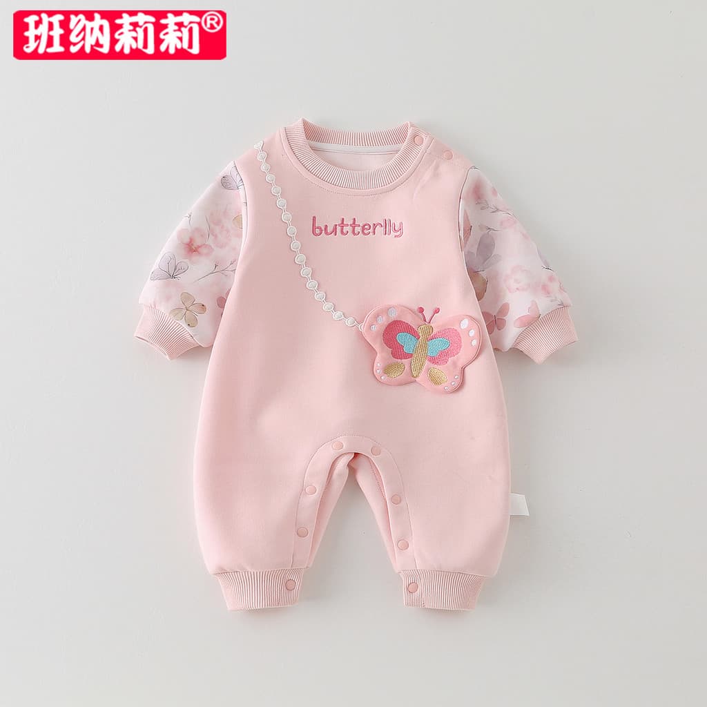 Início do outono roupas de bebê roupas de outono 2025 novo estilo bebê menina macacão bonito estilo ocidental mês inteir