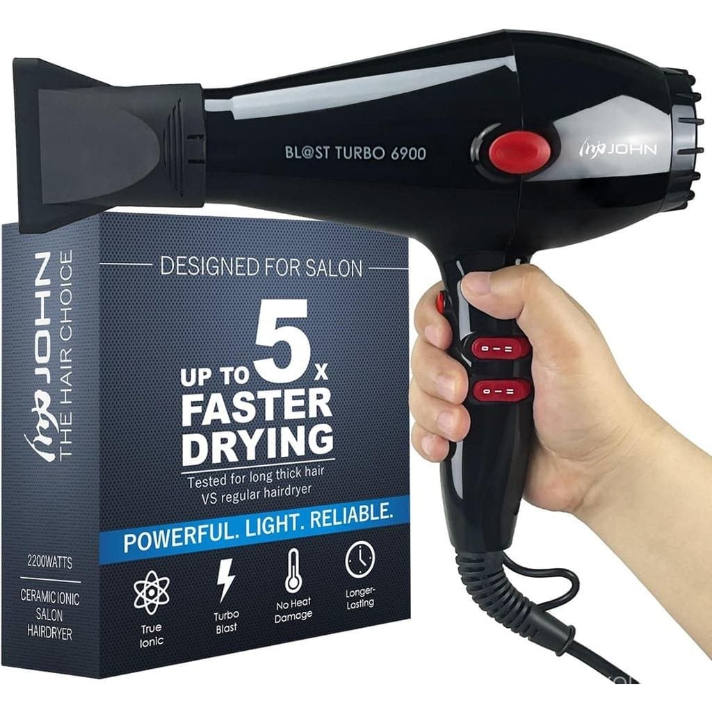 Secador de Cabelo Profissional JOHN, Secagem Rápida, Potente 2200W, Iônico para Não Danificar o Cabelo, Blast Turbo 6900