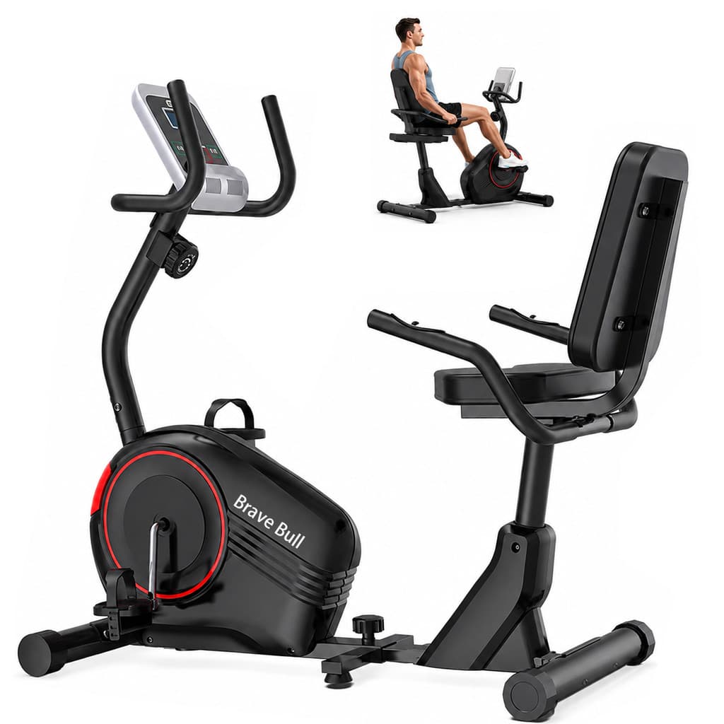 Bicicleta Ergométrica Horizontal Nível Gimnasio Magnética 8 Níveis Monitor Digital Roda de Inércia 4kg Bidirecional