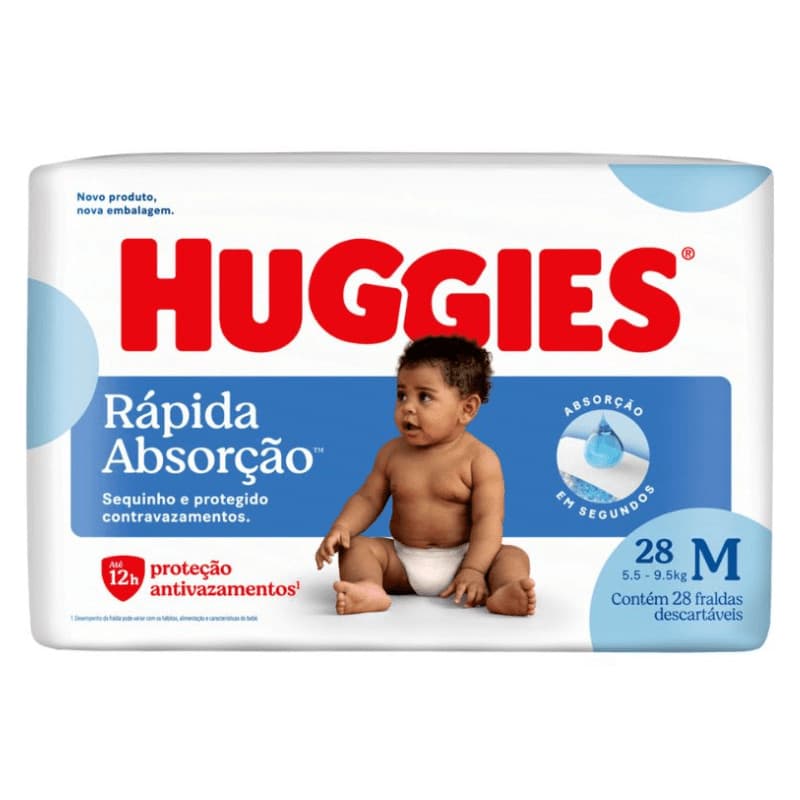Fralda Huggies Rápida Absorção M com 28 unidades