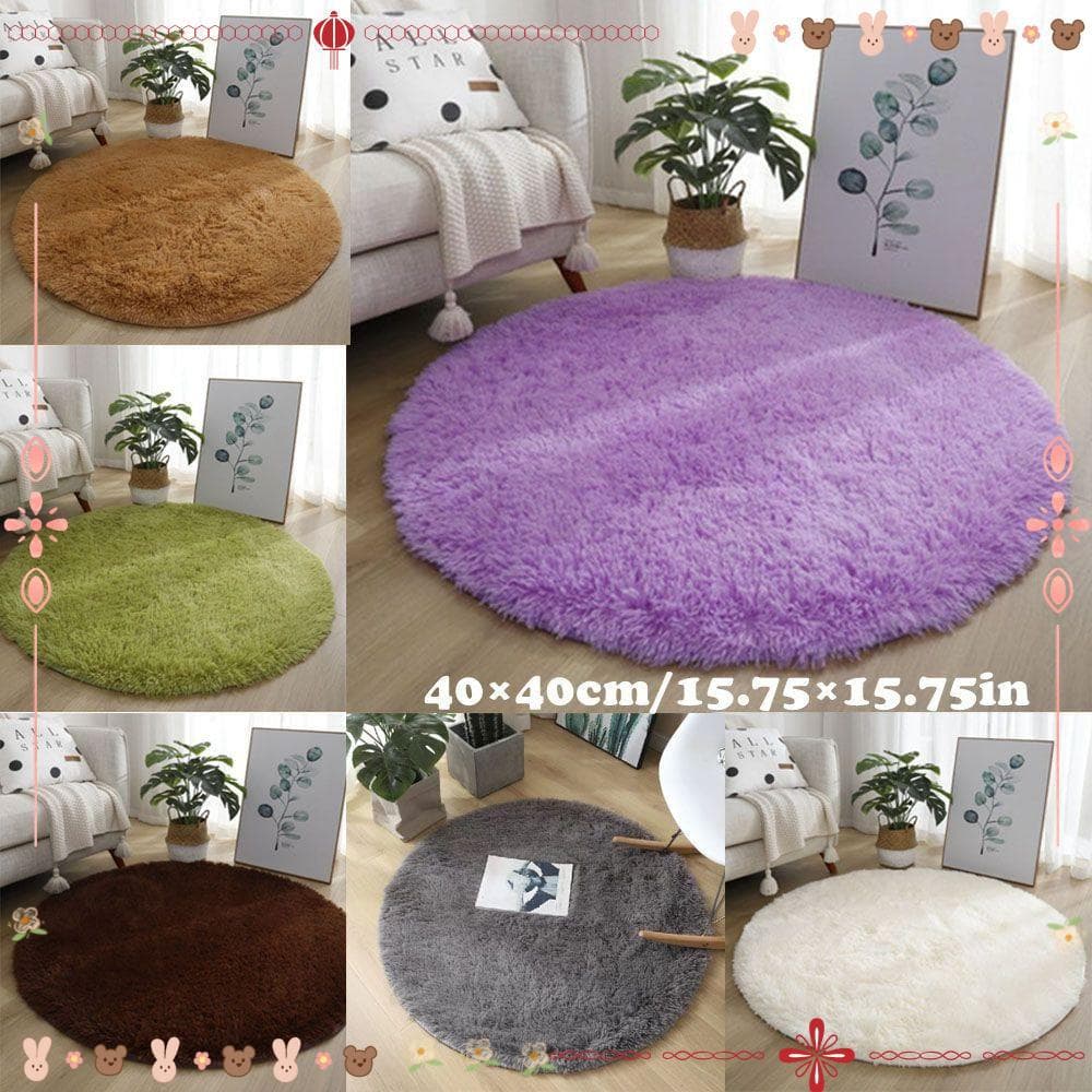 Tapetes De Sala De Estar , Tapete Redondo Espesso De 40 Cm Antiderrapante De Pelúcia Macio De Cor Sólida