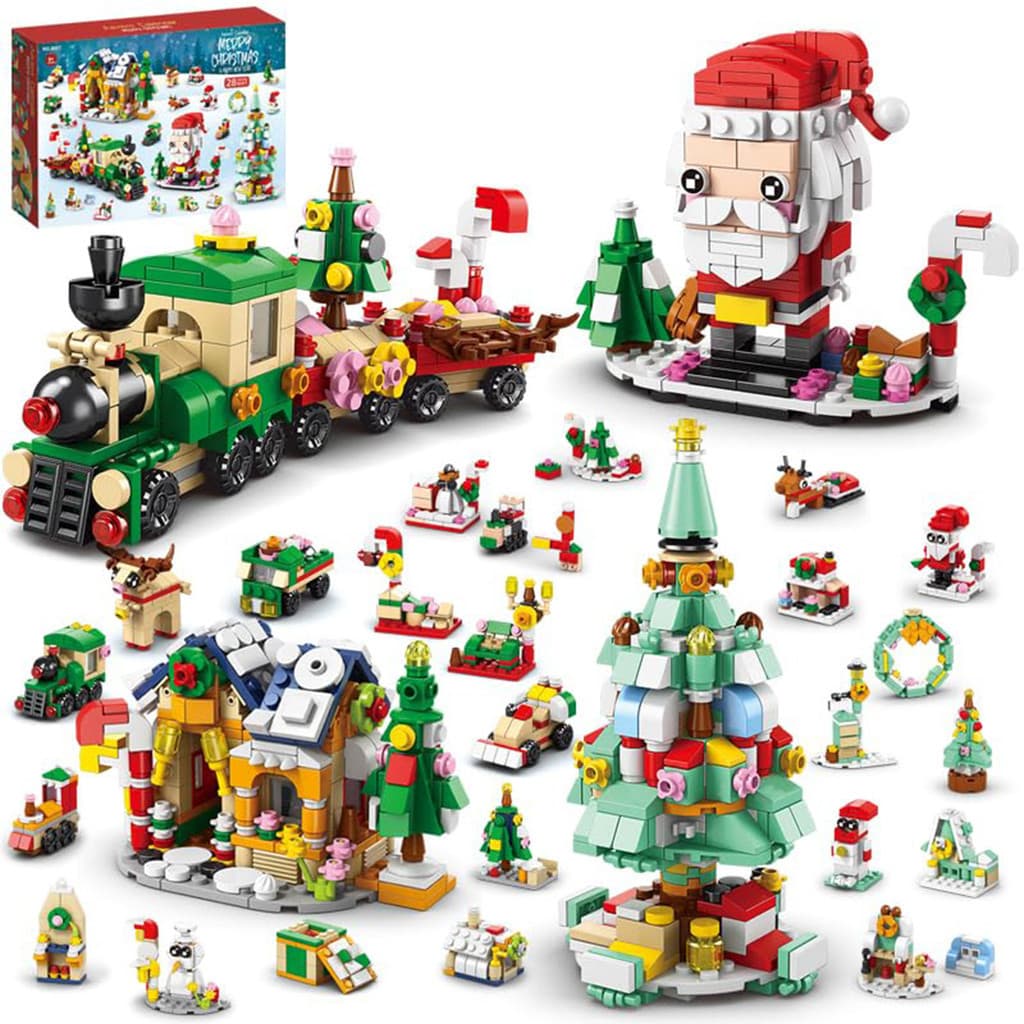Kit 24 Dias Natal Árvore Compatível Lego Blocos Montar Educativo Presente Criança Decoração