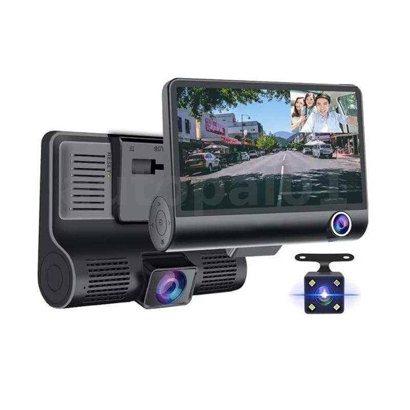4 Polegada 3 Canais Traço Cam Full HD 1080P Frente Traseira Interior Câmera Do Carro Visão Noturna 170 Graus Grande Angu