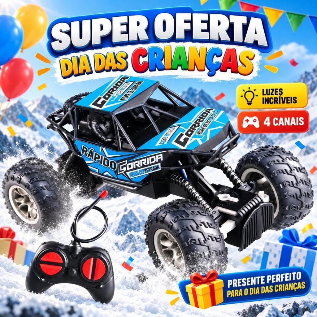 Carrinho de Controle Remoto Pickup 4x4 Off Road RC Brinquedo Infantil Veículo Eletrônico Presente