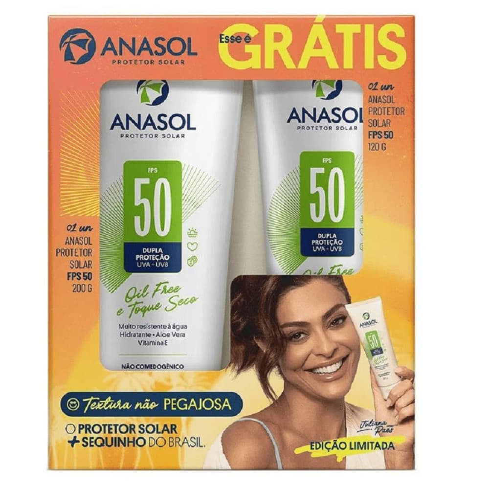 KIT PROTETOR SOLAR FPS50 200G + PROTETOR SOLAR FACIAL FPS50 120G ANASOL