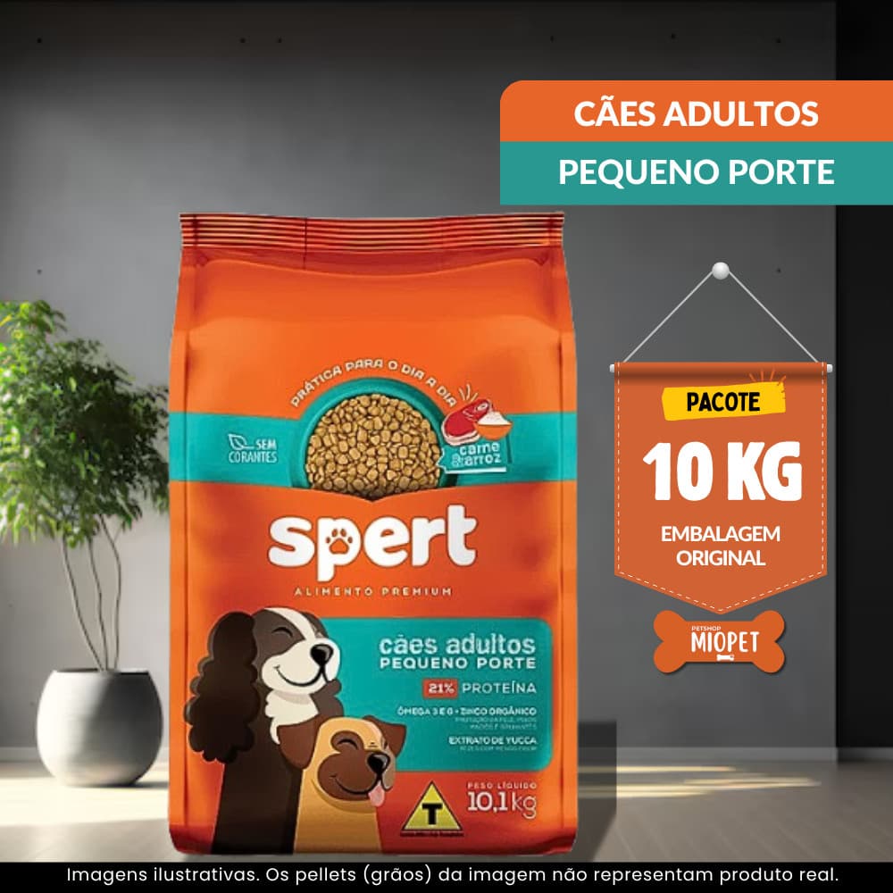 Ração Para Cachorro Spert Cães Adultos Pequeno Porte 10,1 KG – Carne e Arroz | 21% de Proteína | Embalagem Original