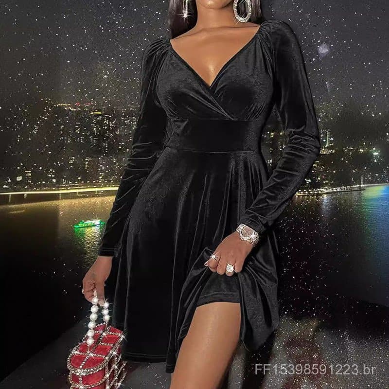 Comércio exterior transfronteiriço roupas femininas europeias americanas 2025 primavera outono vestido de férias vestido
