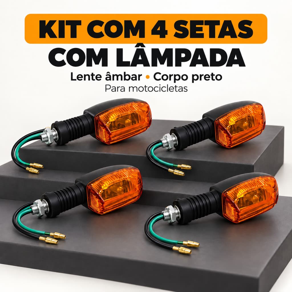 4 Setas Pisca Universal De Motos Seta Alerta com Lâmpada