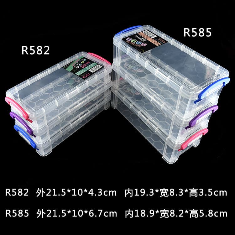 Jianhua R582 R585 caixa de plástico transparente retangular caixa de papelaria esboço lápis caso arte ferramenta caixa d