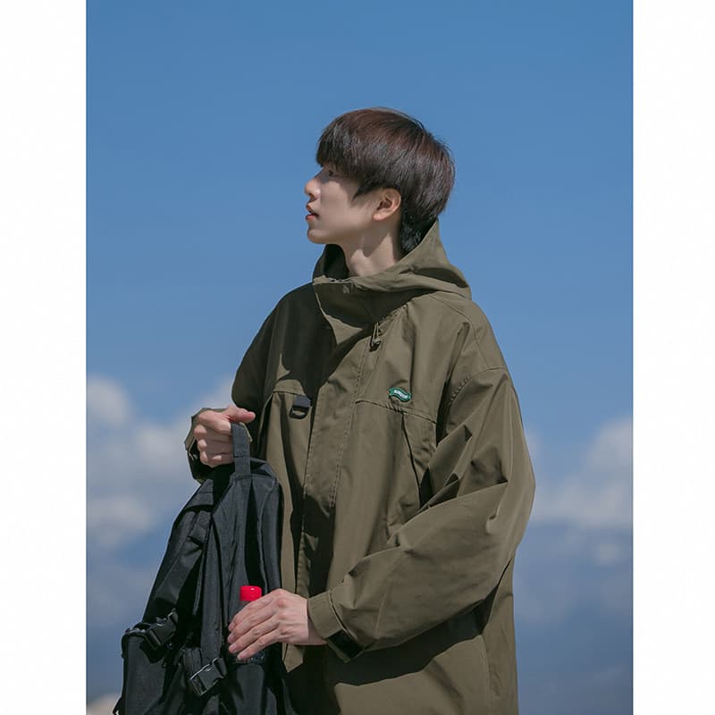 Jaqueta japonesa cityboy masculina outono All-Match com capuz jaqueta de caminhada oversize Street Wear jaqueta ao ar li