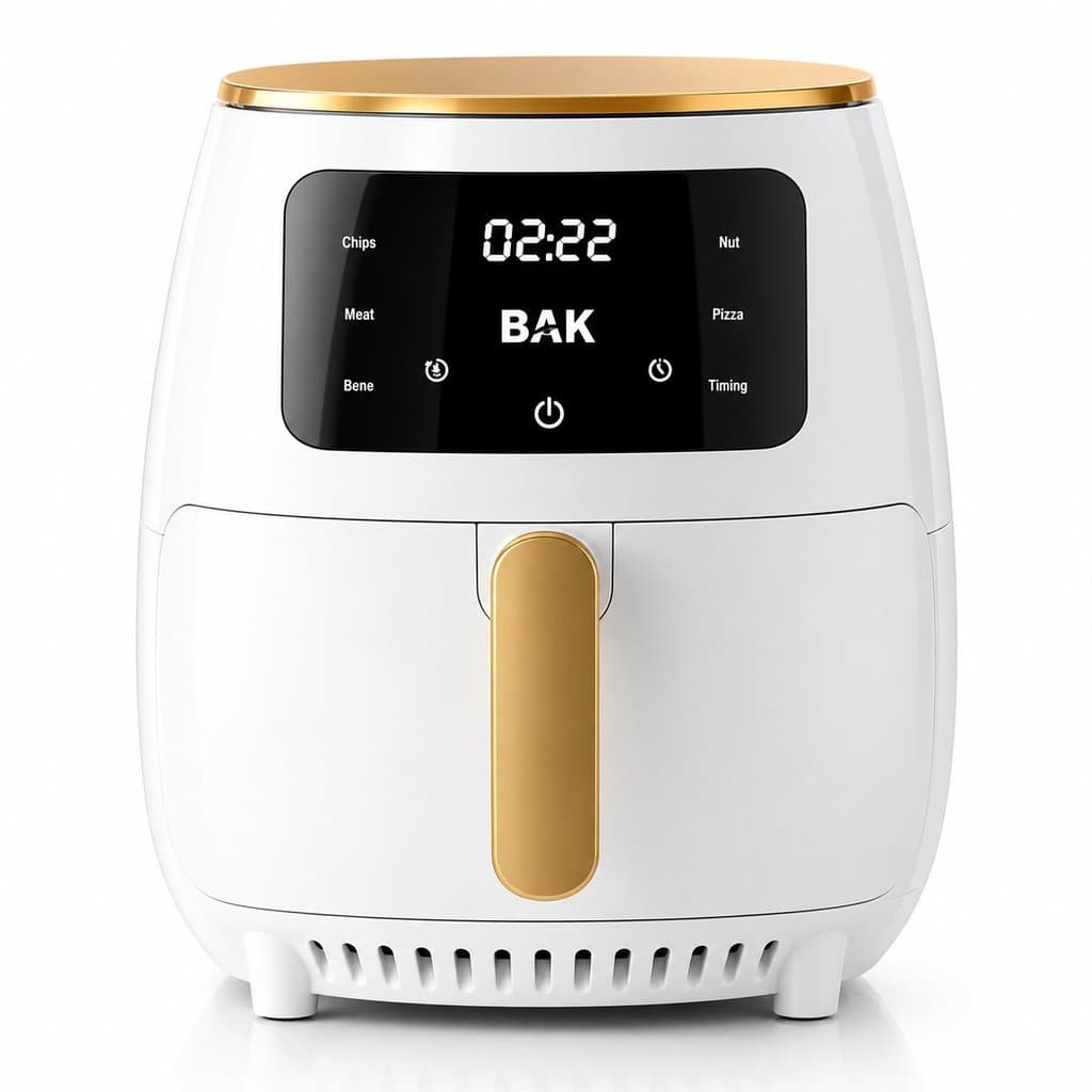 Fritadeira Elétrica Air Fryer Digital Bak Branca E Dourada