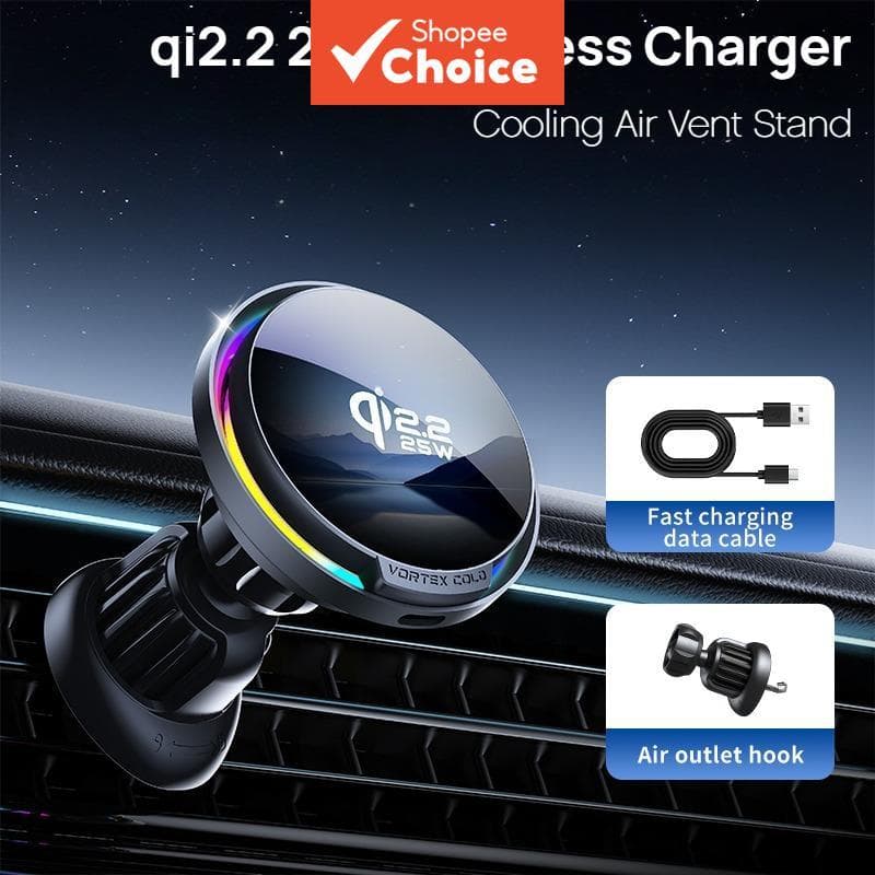 25w RGB Qi2.2 Magnético Sem Fio Carregador De Carro Ventilação Ar Suporte Do Telefone Carregamento Rápido Para Iphone 18
