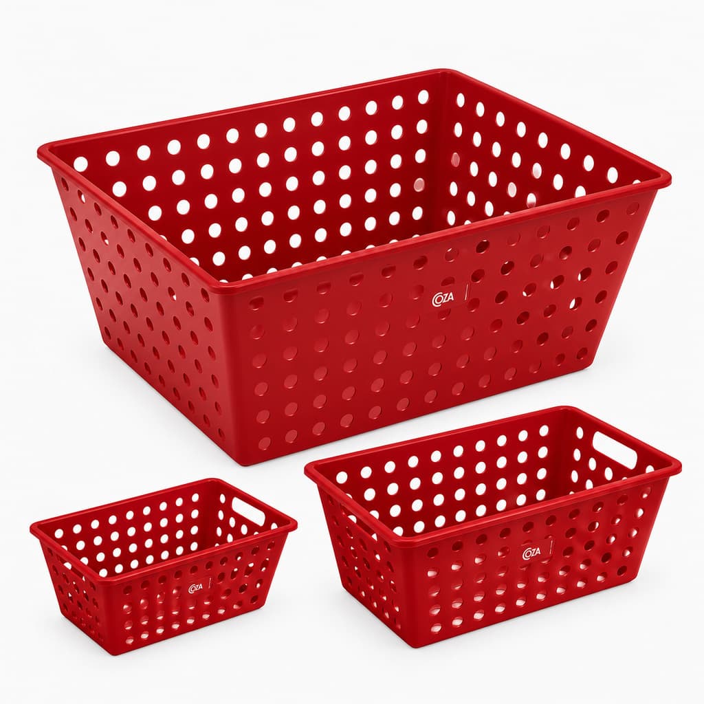Kit Organizador Coza 3 Cestos Para Closet Banheiro Cor Bold