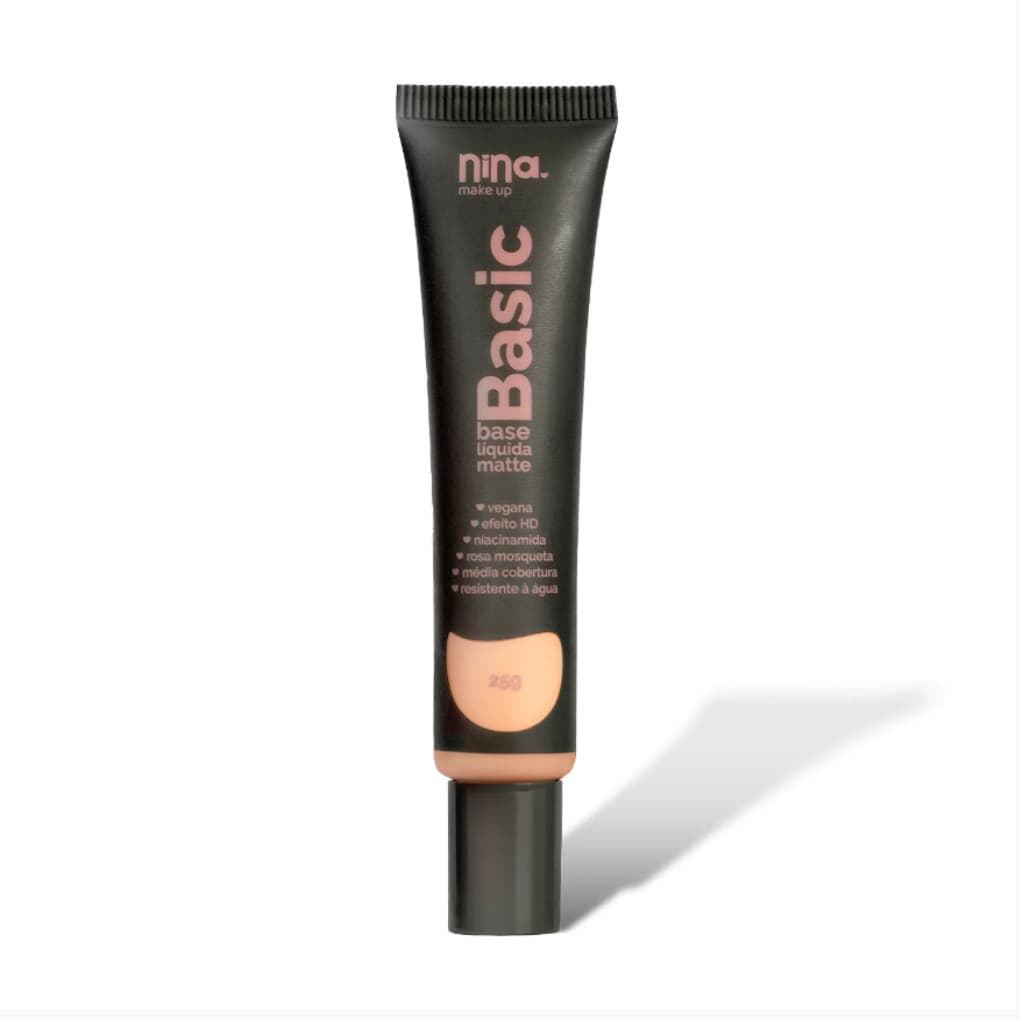 Base Liquida Matte Nina Makeup Basic Resistente a Água 25g