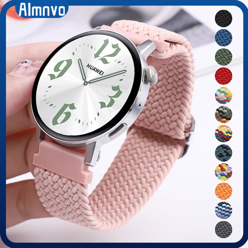 Pulseira Strap De 18mm Elástico Nylon Para Relógio Smartwatch Huawei Watch GT 6 5 4 41mm/Garmin Venu 3/ 2S /Fossil