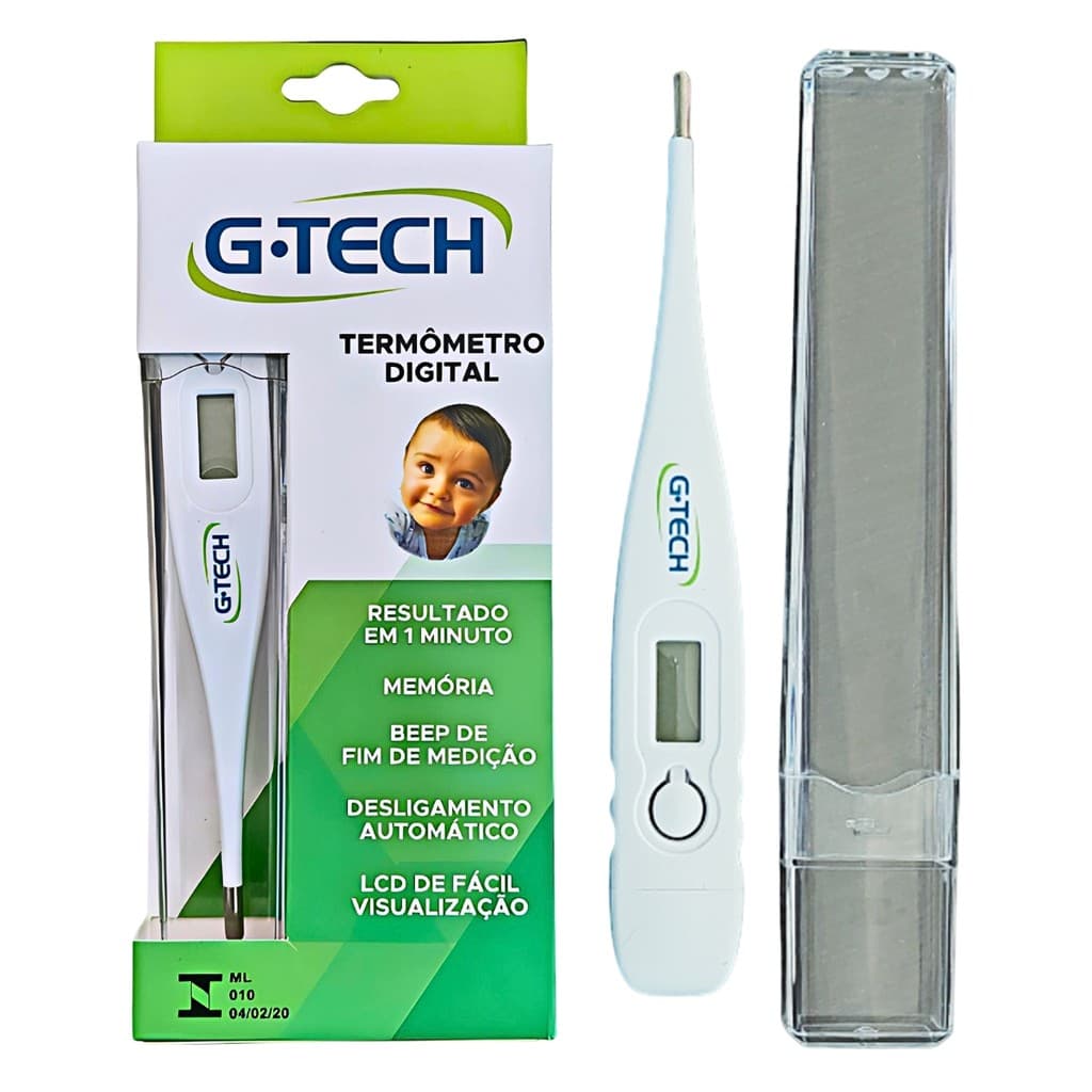 Termômetro Clínico Digital Para Medição de Temperatura Corporal Branco THGT1027B-S G-tech
