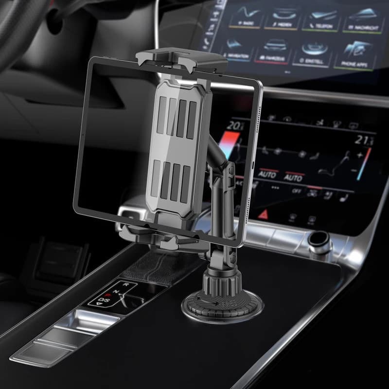 Suporte para Tablet iPad 4-14" para Porta-Copos de Carro, 360 °     Suporte de Telefone Rotacionável em 270 Graus, Acess