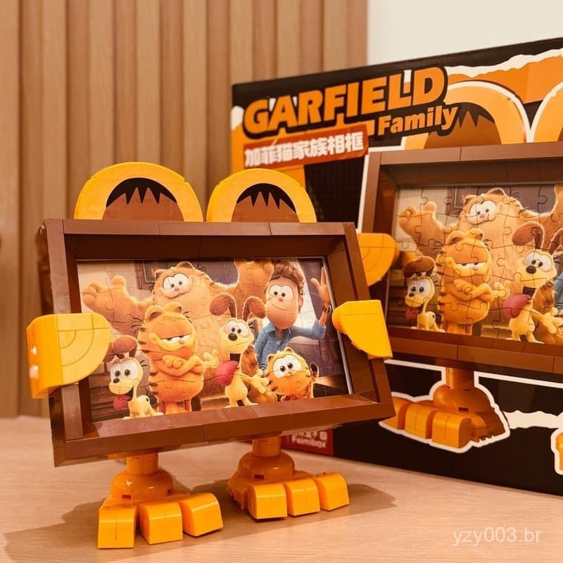 408 peças de blocos de montar Lego Garfield, quebra-cabeça, porta-retratos, brinquedo de montar, decoração de mesa