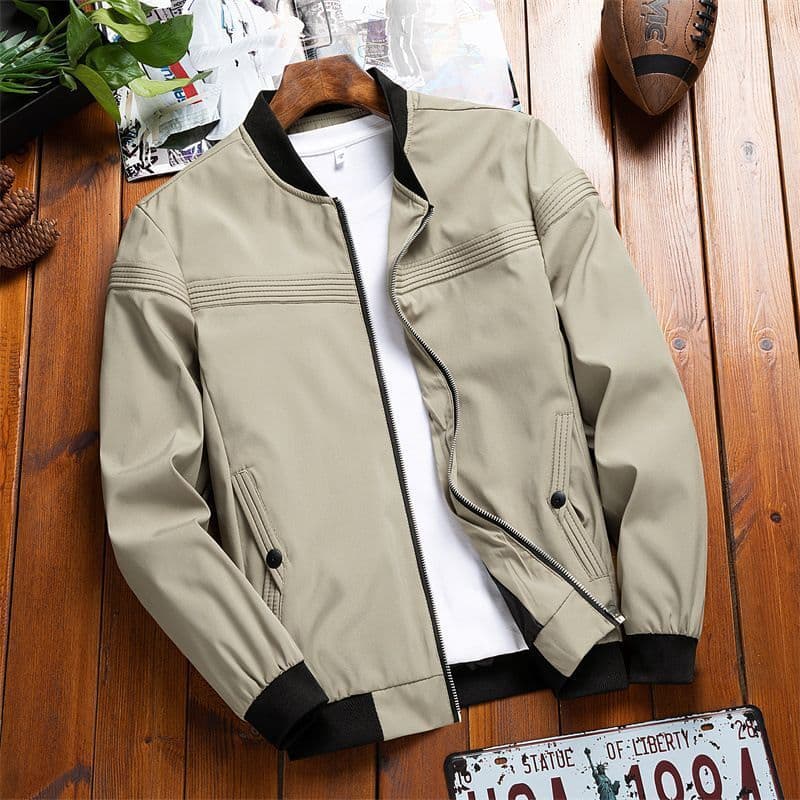 Masculino masculino gola de beisebol jaqueta masculina negócios Casual outono cor sólida jaqueta superior masculino