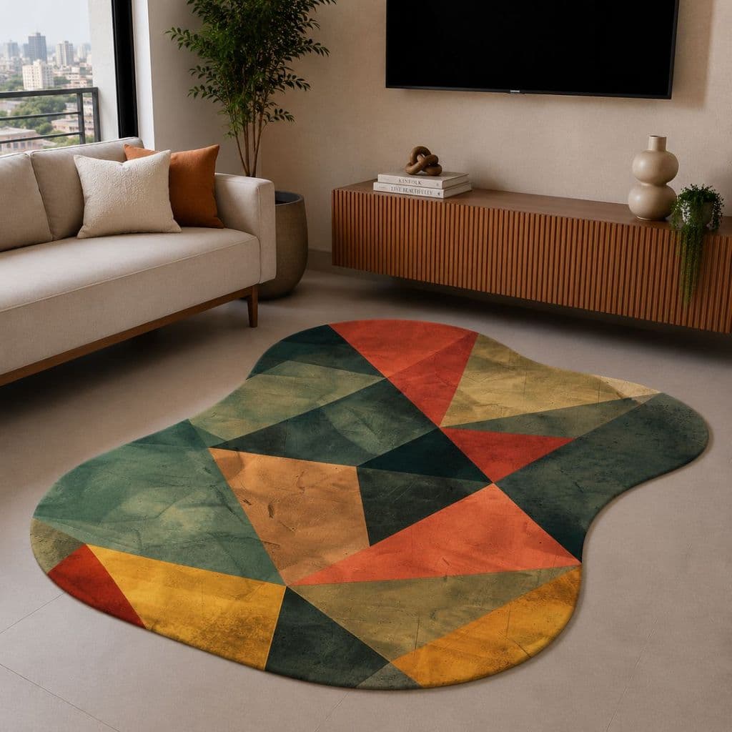 Tapete Orgânico Decorativo 117x67cm Antiderrapante para Sala e Quarto 025