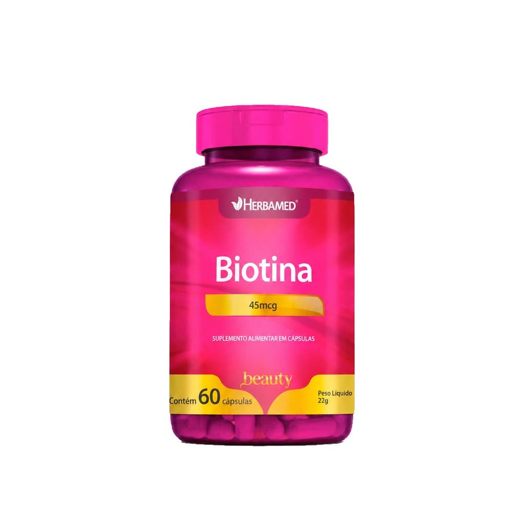 Suplemento Biotina Beauty 60 Cápsulas Vitamina B7 Para Cabelos Pele e Unhas Fortes