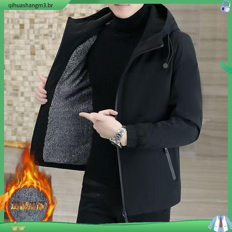 Jaqueta novo estilo Casual com capuz jaqueta forro de lã engrossado casca macia masculina roupas ao ar livre jaqueta out