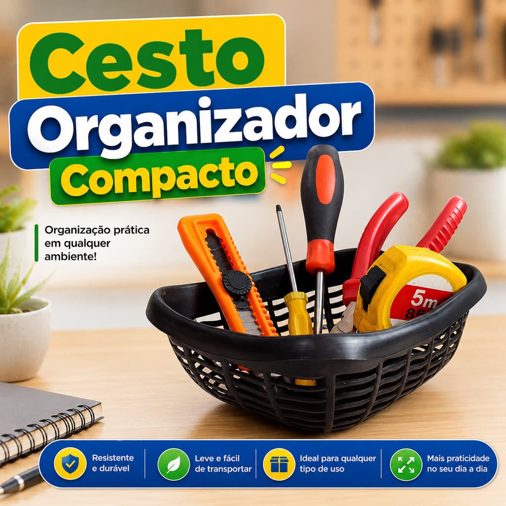 Cesto Organizador Multiuso Plástico Resistente Empilhável Armário Cozinha Banheiro Escritório Lavanderia Casa