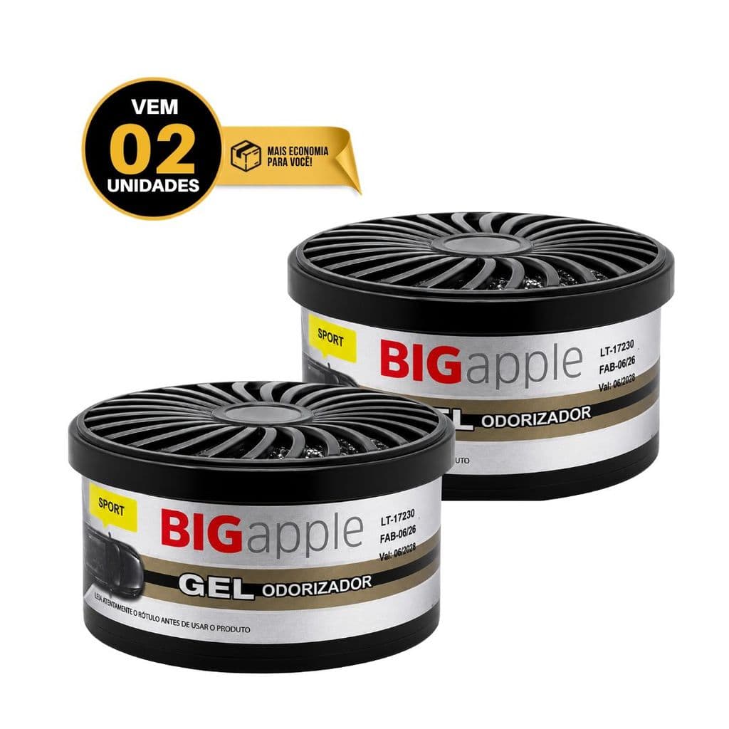 Kit 2 Cheirinho Carro Odorizante Em Gel Sport 60g Automotivo Para Carro Fragrância Premium Big Apple Gel