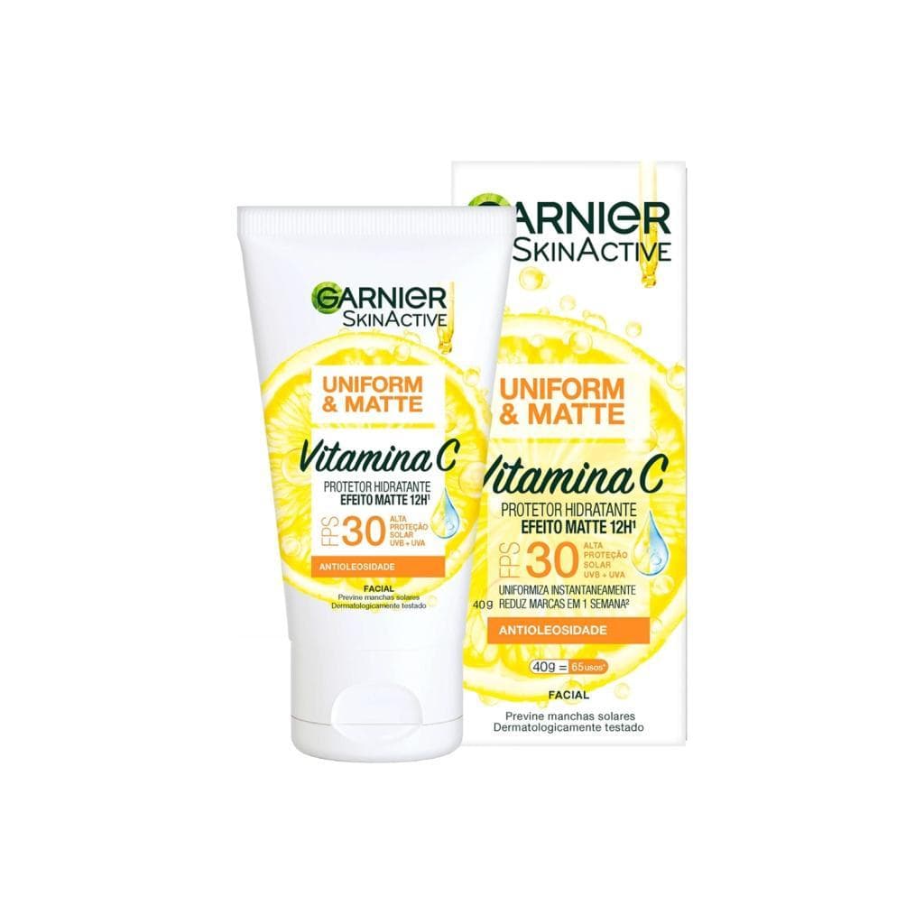 Garnier Uniform Matte Protetor Solar Facial FPS 30 Vitamina C Efeito Matte Pele Oleosa 40g