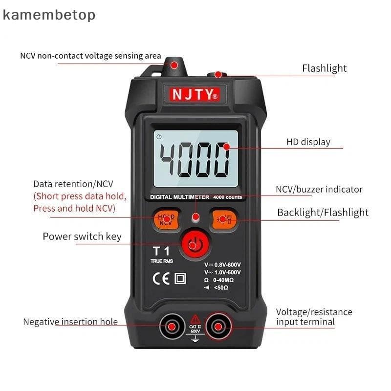Mini Multímetro Digital Inteligente , Testador RMS 4000 , Contador De Alcance Automático , Tensão , Resistência De Conti
