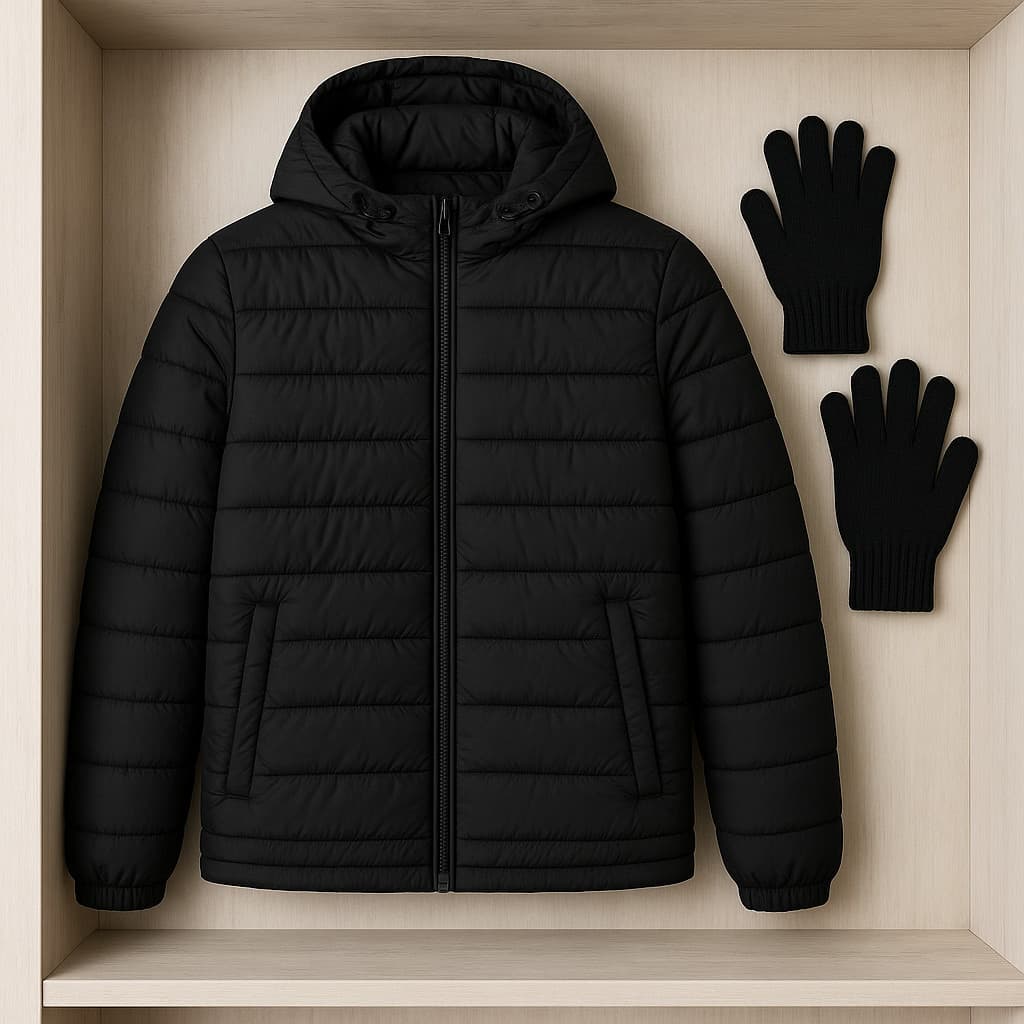 Kit Jaqueta Bobojaco + Par de luvas. Jaqueta bobojaco, e luva de frio Masculino. Kit luva e jaqueta. - Envio Rapido